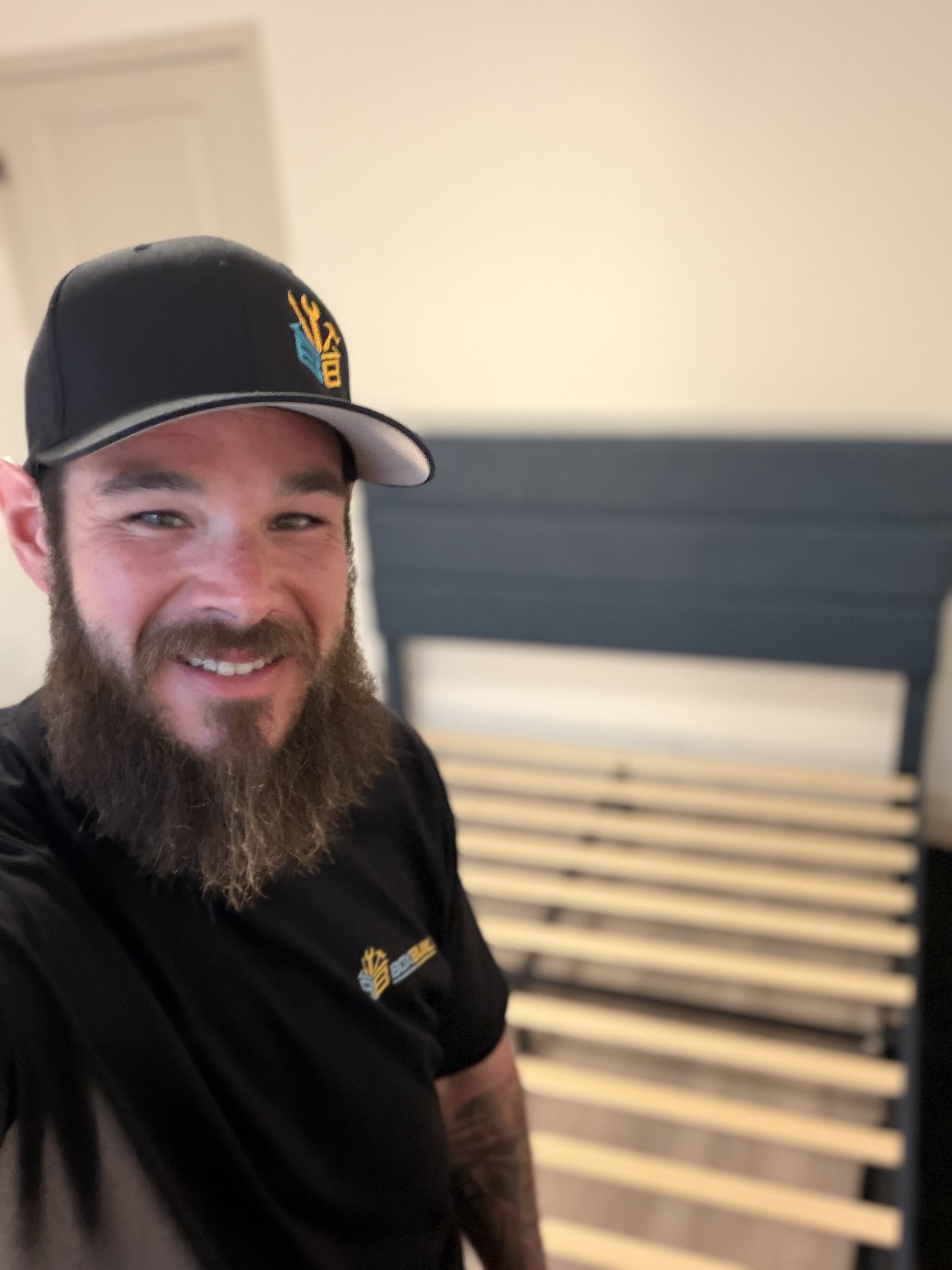 Jim, the local owner of BoxBuilt, wearing his company uniform